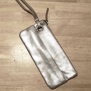 Last Chance - Bundle and Save - Silver leather wristlet clutch